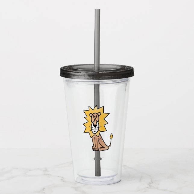 Vaso Acrílico personalizado lindo león niños retro safari jungla (Anverso)