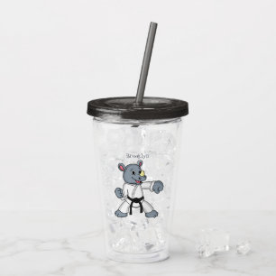 Vaso Acrílico Personalizado lindo rhino kung fu personalizado