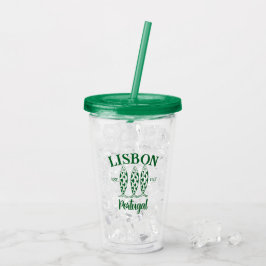 Vaso Acrílico Personalizado Lisboa Portugal Est Text White