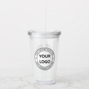 Vaso Acrílico Personalizado Logotipo de Negocio Compañía de text