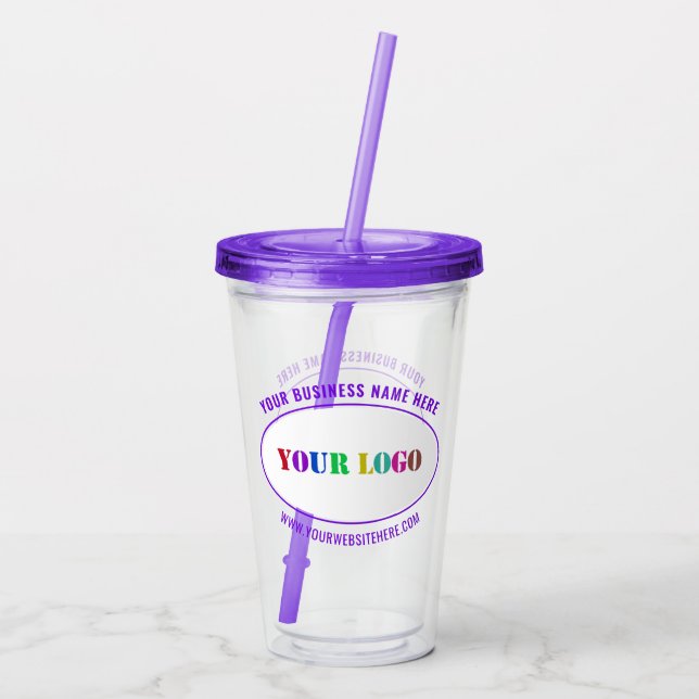 Vaso Acrílico Personalizado Logotipo de su empresa y Tumbler de  (Reverso)