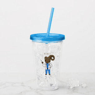Vaso Acrílico Personalizado médica ilustracion de ovino de Bigho