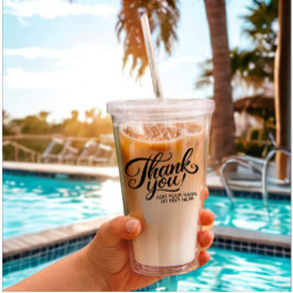 Vaso Acrílico Personalizado moderno Gracias Texto Clásico Blanco