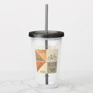 Vaso Acrílico Personalizado Monograma La vida es un viaje loco