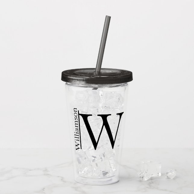 Vaso Acrílico Personalizado monograma simple personalizado (Reverso (hielo))