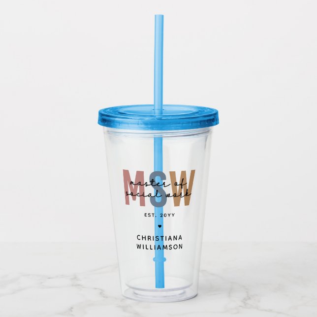 Vaso Acrílico Personalizado MSW Master en Obra Social Graduación (Anverso)