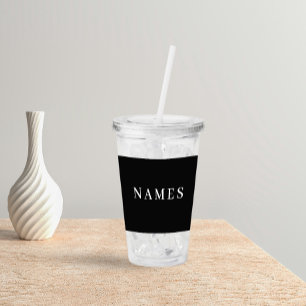 Vaso Acrílico Personalizado negro simple Añadir su nombre elegan