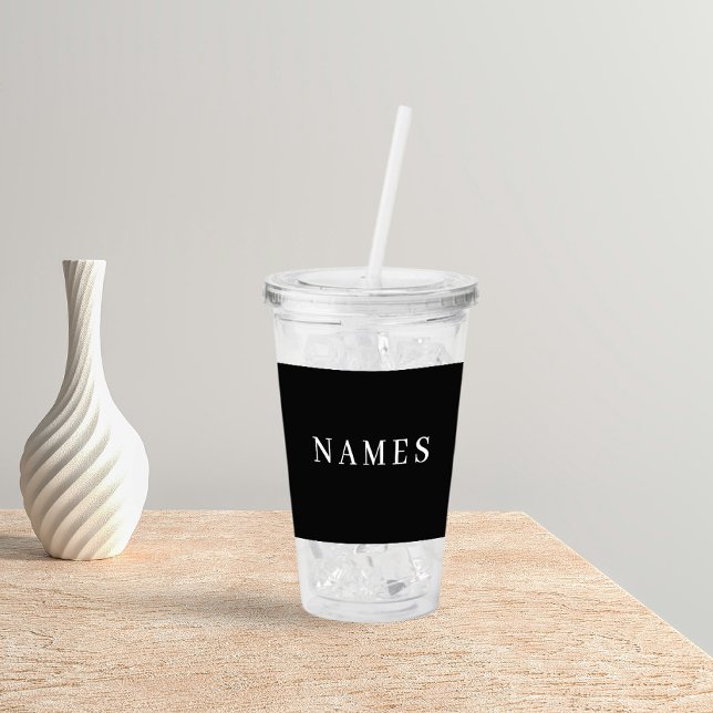 Vaso Acrílico Personalizado negro simple Añadir su nombre elegan (Subido por el creador)