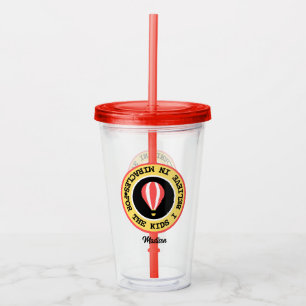 Vaso Acrílico Personalizado niño milagro red nombre rojo amarill