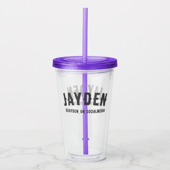 Vaso Acrílico Personalizado - Nombre y medios sociales (Anverso)