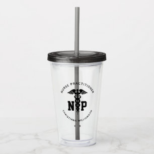 Vaso Acrílico Personalizado Nurse Practicante Graduación Caduceu