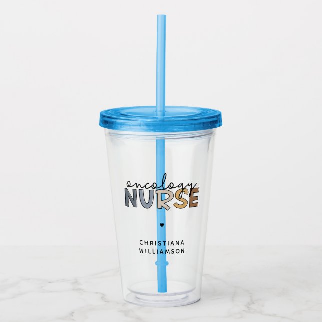 Vaso Acrílico Personalizado Oncología Enfermera Oncología RN Reg (Anverso)