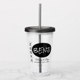 Vaso acrílico personalizado para novio en boda