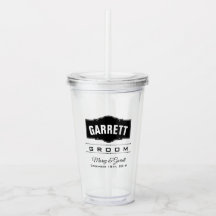 Vaso acrílico personalizado para novio en boda