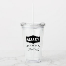 Vaso acrílico personalizado para novio en boda
