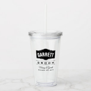 Vaso acrílico personalizado para novio en boda