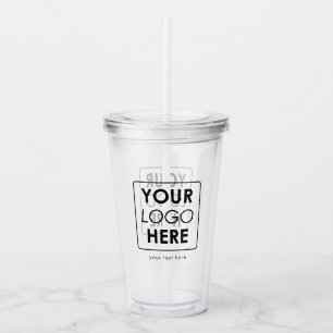 Vaso Acrílico Personalizado Profesional de texto con logotipo co