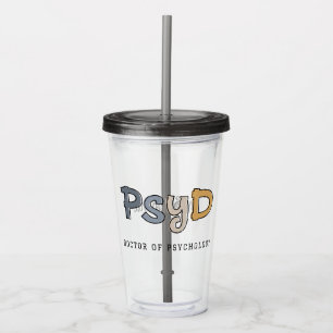 Vaso Acrílico Personalizado PsyD Médica de Psicóloga