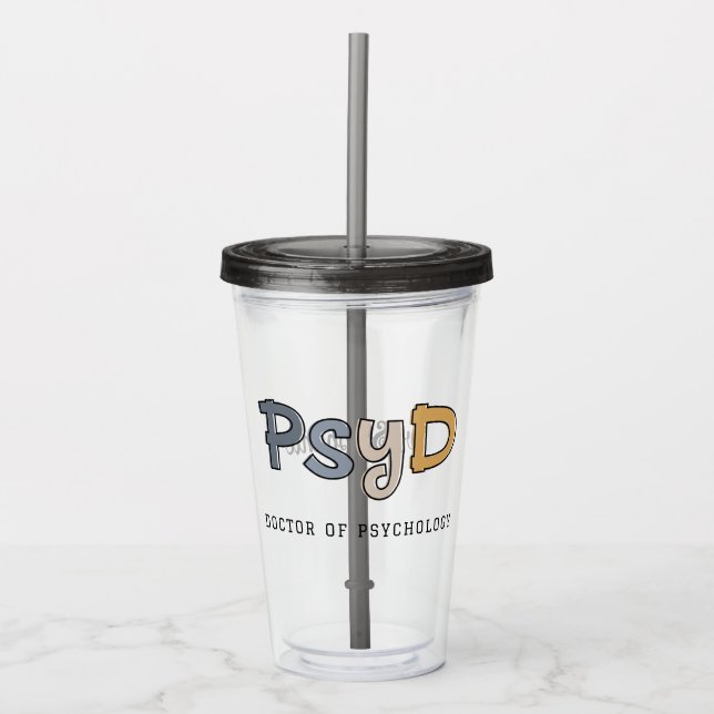 Vaso Acrílico Personalizado PsyD Médica de Psicóloga (Anverso)