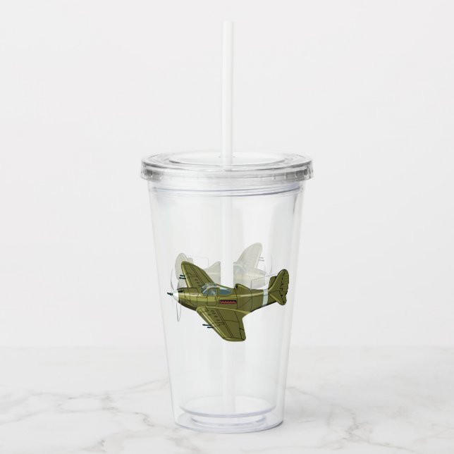 Vaso Acrílico Personalizado retro avión de combate (Anverso)