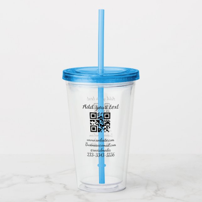 Vaso Acrílico personalizado simple código QR agregar su nombre t (Anverso)