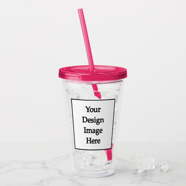 Vaso Acrílico Personalizado Swag 16oz, Rosa Fuchsi (Anverso (hielo))