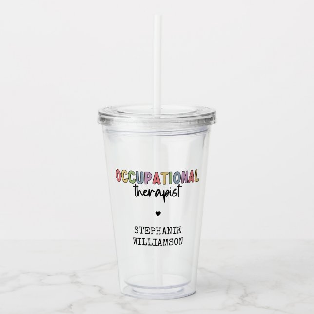 Vaso Acrílico Personalizado Terapia Ocupacional Ocupacional de R (Anverso)