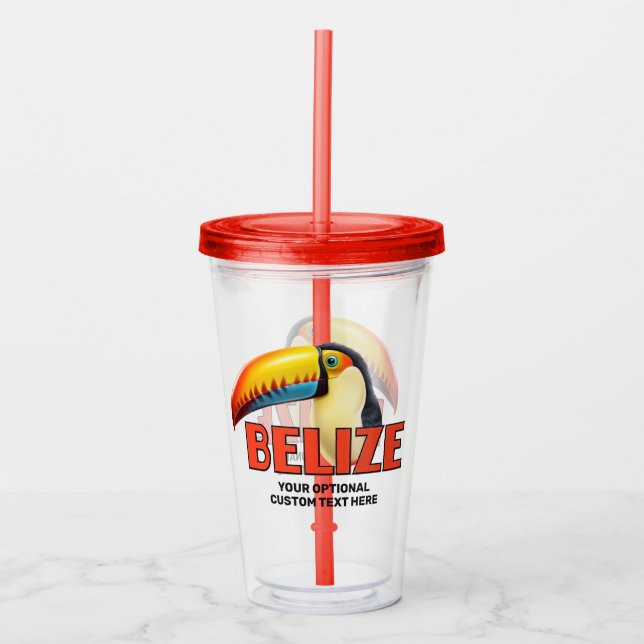 Vaso Acrílico Personalizado Texto BELICE Toucan (Anverso)