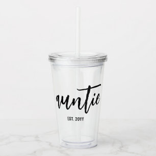 Vaso Acrílico Personalizado Tía Est. Tipografía moderna del guió