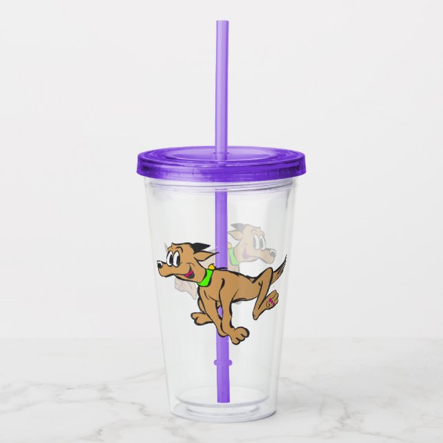 Vaso Acrílico Personalizado Tumbler: Corriendo perro feliz (Anverso)