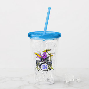 Vaso Acrílico Personalizado Tumbler: Octopus de música morada