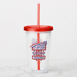 Vaso Acrílico Personalizado USA 250 – Letrero Retro Patriótico