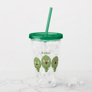 Vaso Acrílico Personalizado vegetal de alcachofas de canto lindo