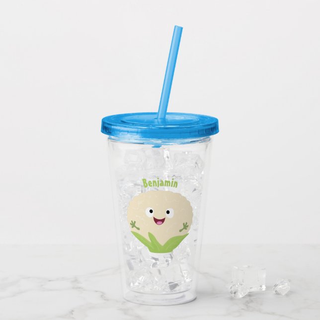 Vaso Acrílico Personalizado vegetal de coliflor alegre y dulce (Reverso (hielo))