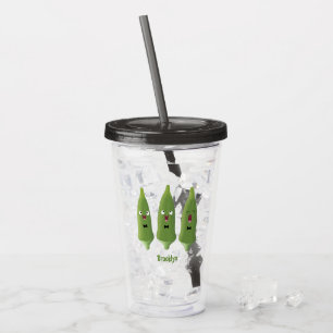 Vaso Acrílico Personalizado vegetal de okra cantante