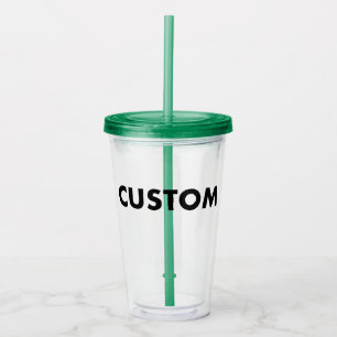 Vaso Acrílico Personalizado Verde con Tapa y Pajit