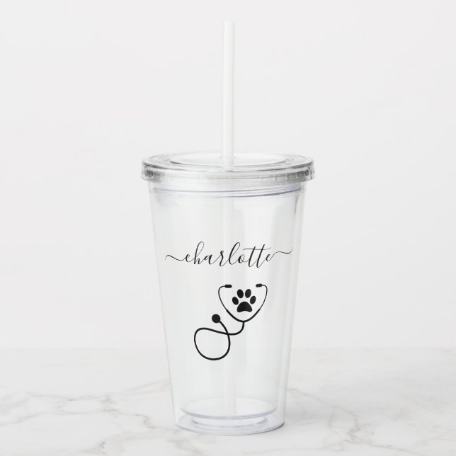 Vaso Acrílico Personalizado Veterinaria Veterinaria Asistente de (Anverso)