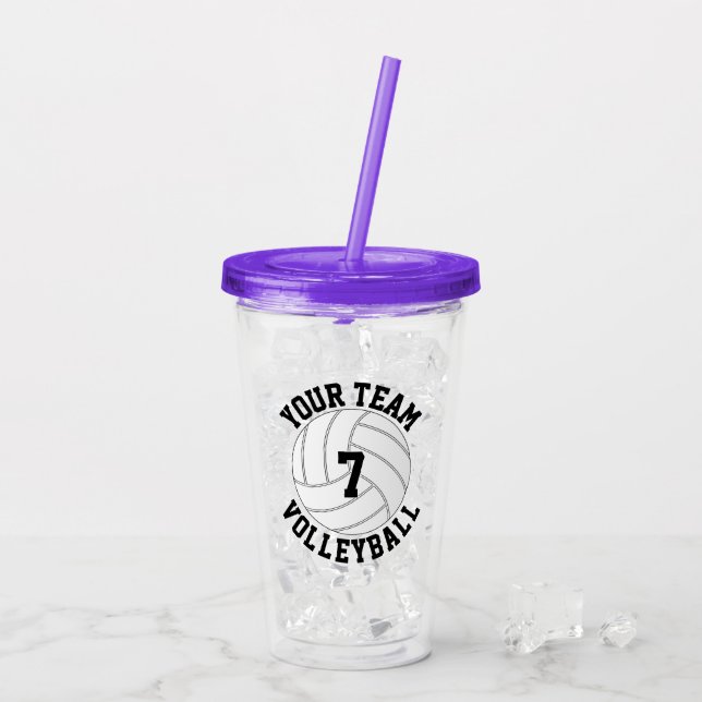 Vaso Acrílico Personalizado Voleibol Team Nombre y número de jug (Reverso (hielo))