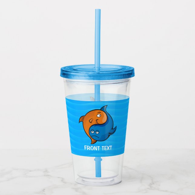 Vaso Acrílico Personalizado Yin Yang Fish (Anverso)