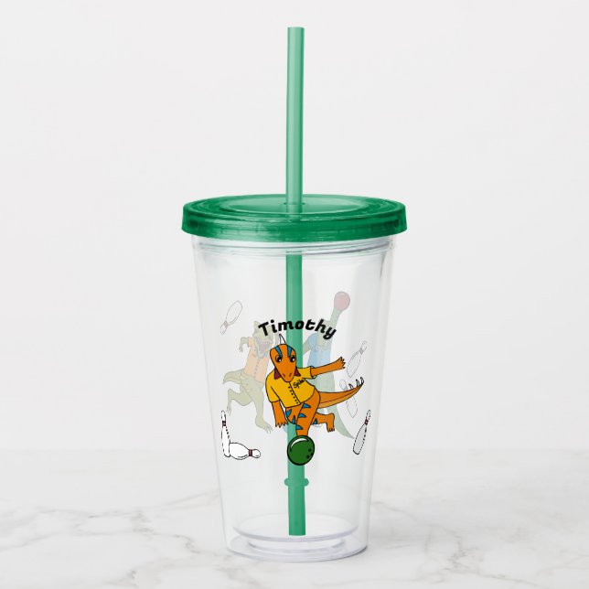 Vaso Acrílico Personalizados de boliche de dinosaurios (Anverso)