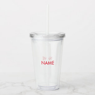 Vaso Acrílico Personalizar con nombre, texto minimalista rojo cl