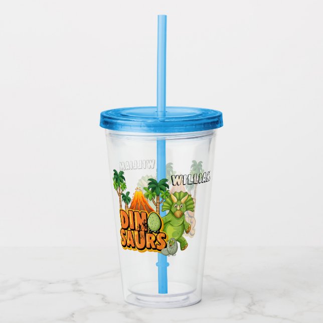 Vaso Acrílico Personalizar dinosaurio (Anverso)