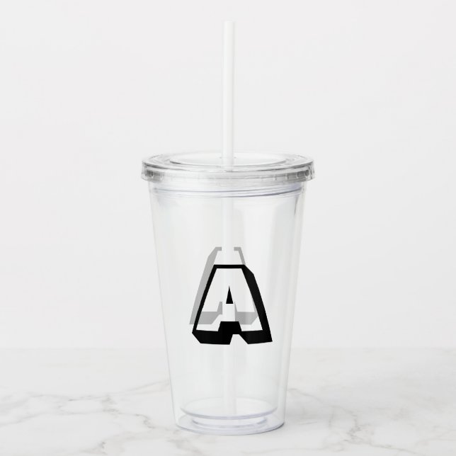 Vaso Acrílico Personalizar, personalizar alfabeto monograma inic (Anverso)