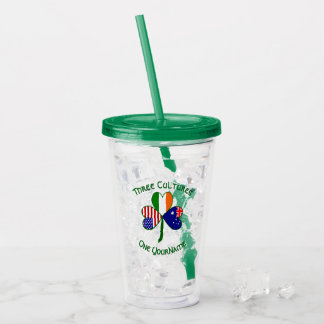 Vaso Acrílico Personalized Australia Ireland USA Shamrock