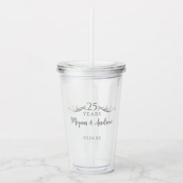 Vaso Acrílico Personalized Elegant 25th Wedding Anniversary