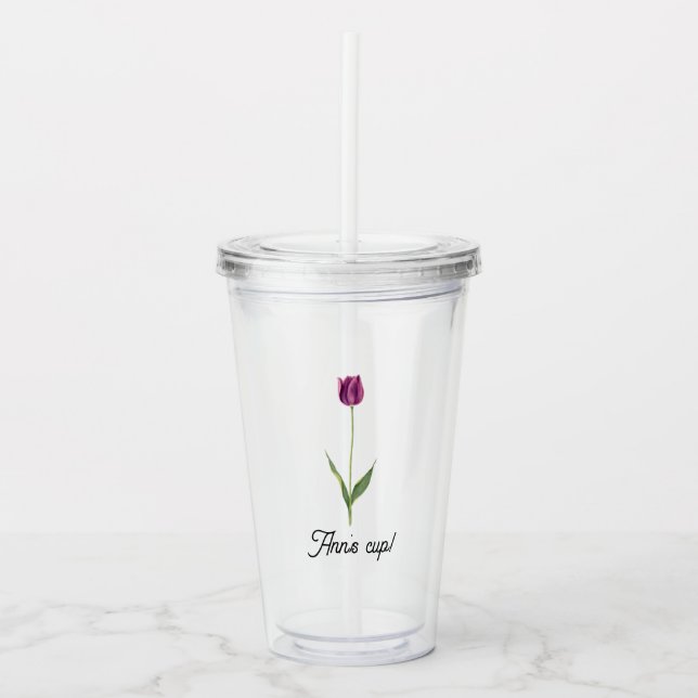 Vaso Acrílico Personalized Elegant Purple Tulip (Anverso)