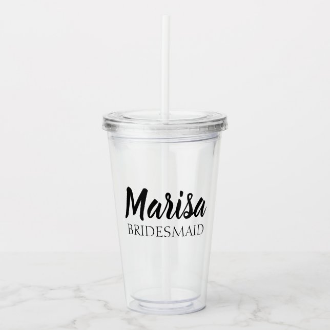Vaso Acrílico Personalized Wedding Bridesmaid / Maid of Honor (Anverso)