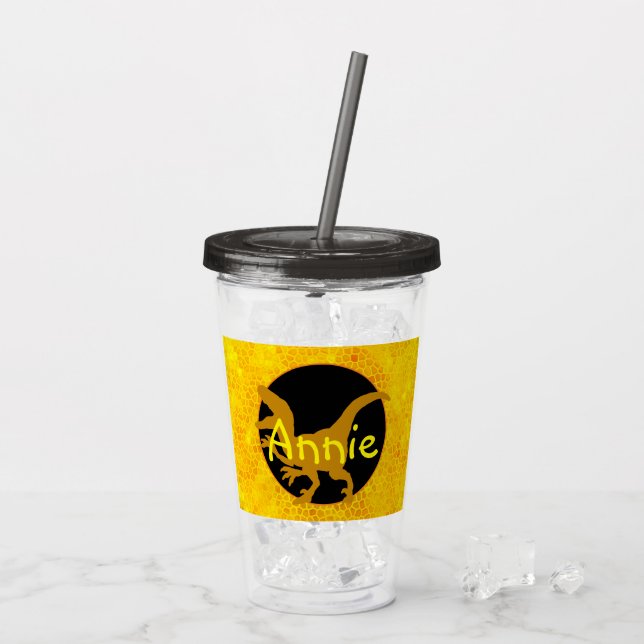 Vaso Acrílico Personalized Yellow Dinosaur Hide (Reverso (hielo))