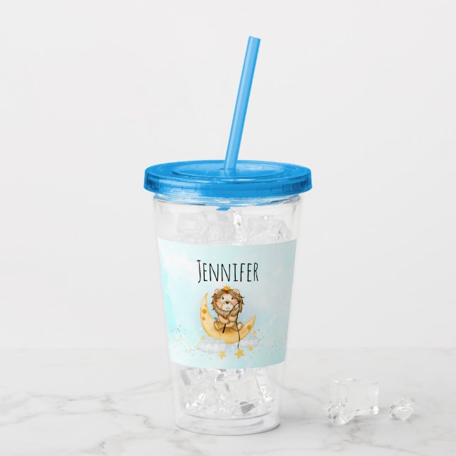 Vaso Acrílico Pesca de leones en la acuarela lunar (Reverso (hielo))