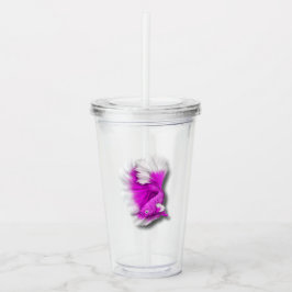 Vaso Acrílico Pescado Betta blanco y rosa